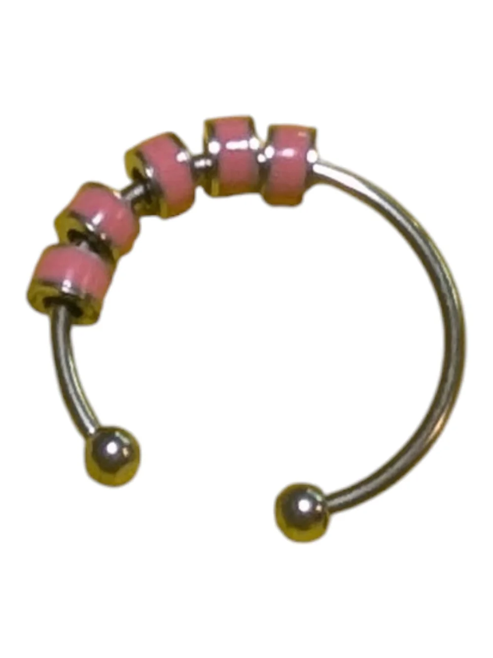 NEW Beaded Fidget Ring Sz 6.5 Pink Red  Unisex Jewelry A-041